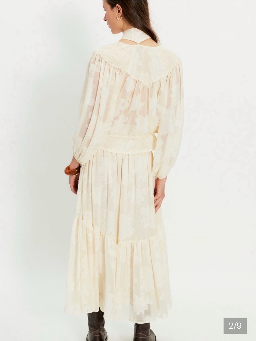 Free People On the Horizon Jacquard Matching Maxi Skirt Set Boho Cottage Floral - Picture 3 of 9